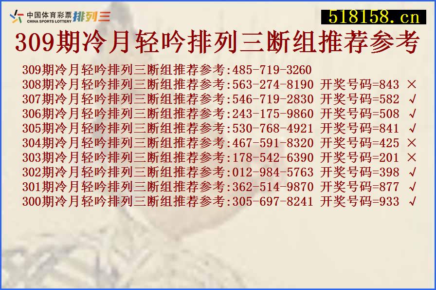 309期冷月轻吟排列三断组推荐参考