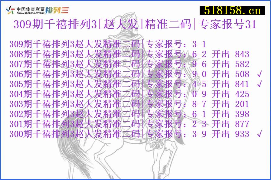 309期千禧排列3[赵大发]精准二码|专家报号31