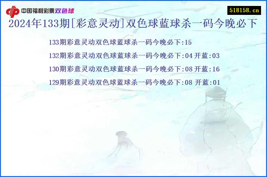 2024年133期[彩意灵动]双色球蓝球杀一码今晚必下