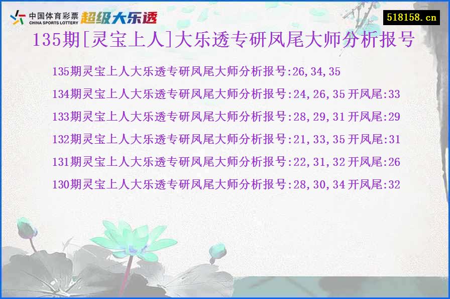 135期[灵宝上人]大乐透专研凤尾大师分析报号