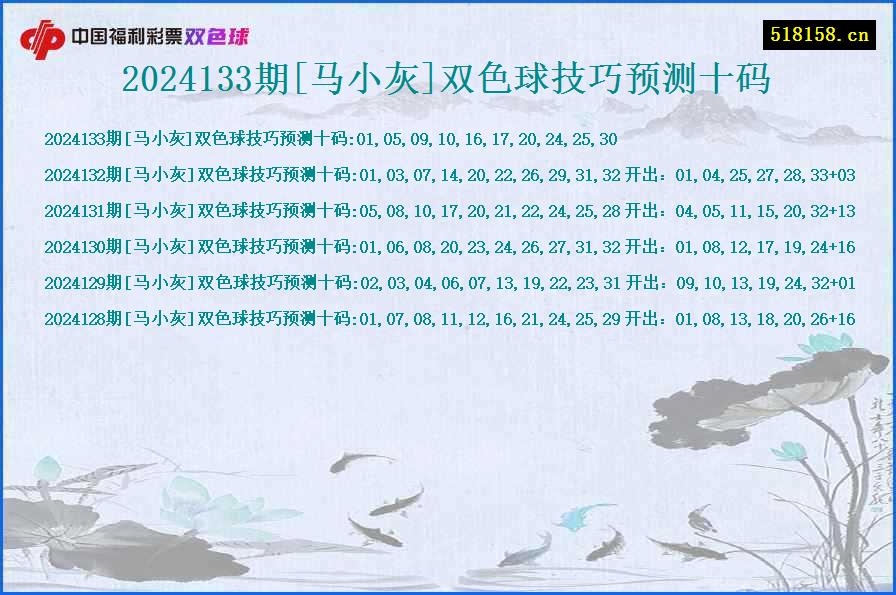 2024133期[马小灰]双色球技巧预测十码