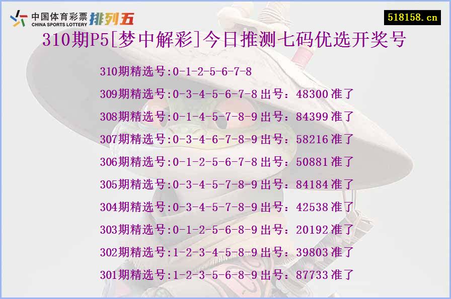 310期P5[梦中解彩]今日推测七码优选开奖号