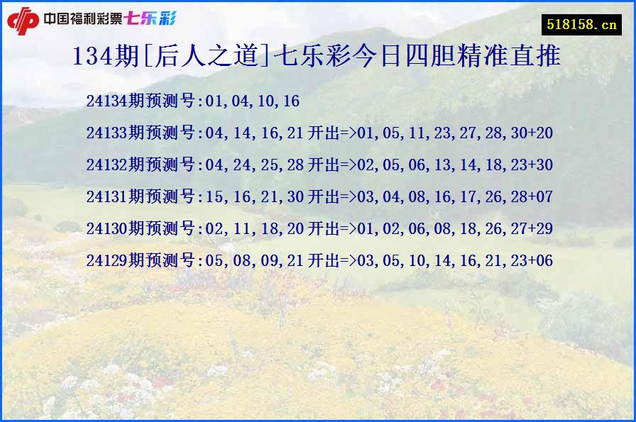 134期[后人之道]七乐彩今日四胆精准直推