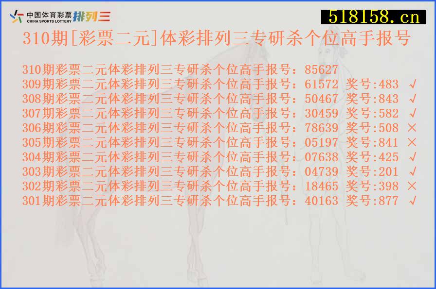 310期[彩票二元]体彩排列三专研杀个位高手报号