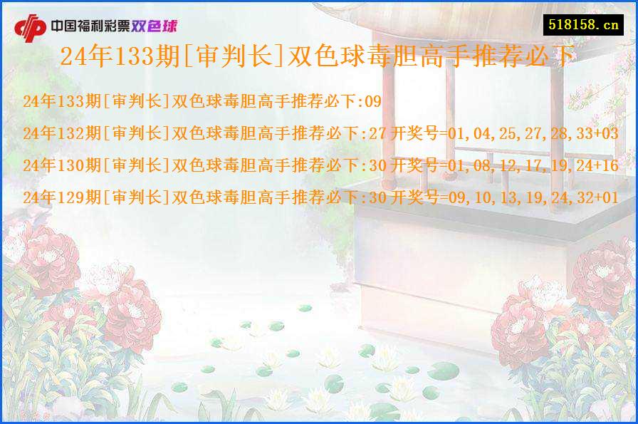 24年133期[审判长]双色球毒胆高手推荐必下