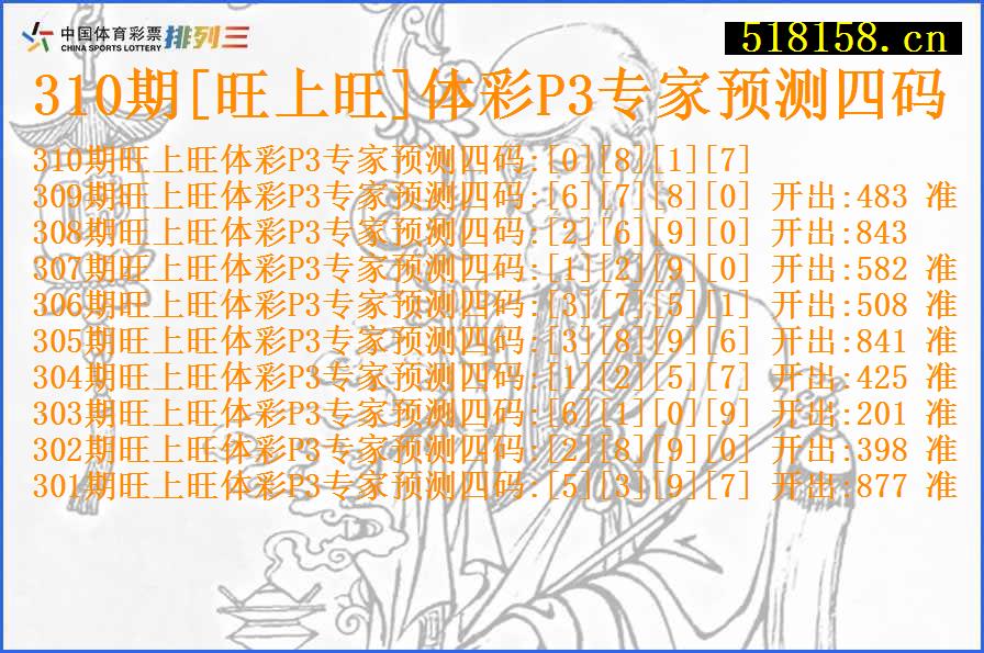 310期[旺上旺]体彩P3专家预测四码