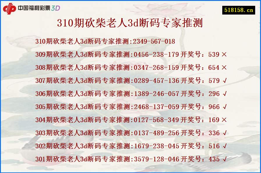 310期砍柴老人3d断码专家推测