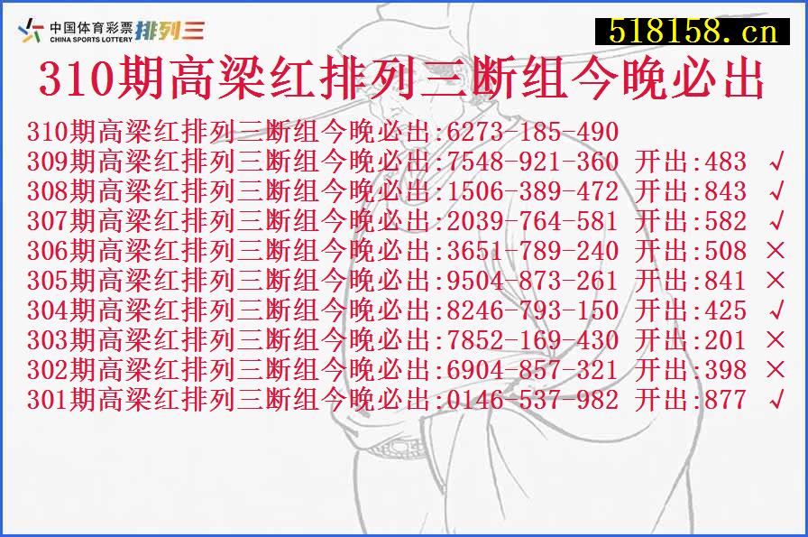 310期高梁红排列三断组今晚必出