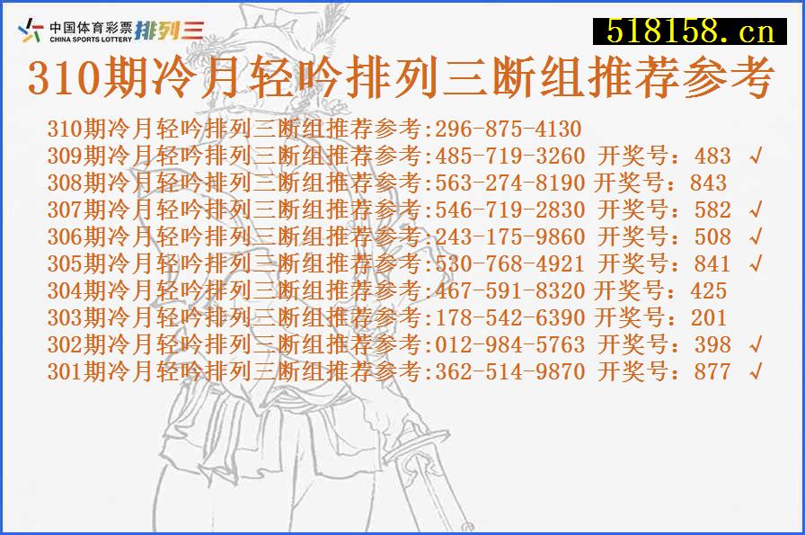 310期冷月轻吟排列三断组推荐参考