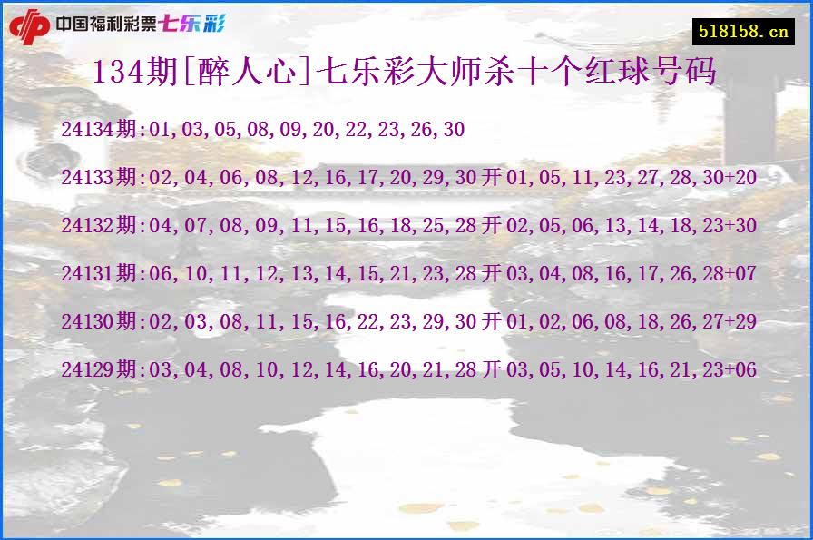 134期[醉人心]七乐彩大师杀十个红球号码