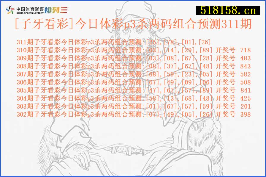 [子牙看彩]今日体彩p3杀两码组合预测311期