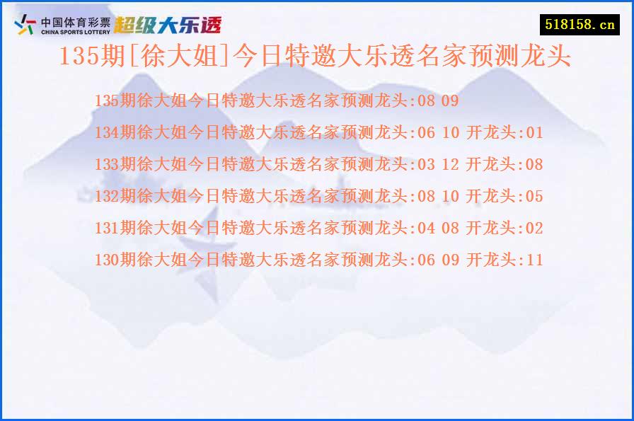 135期[徐大姐]今日特邀大乐透名家预测龙头