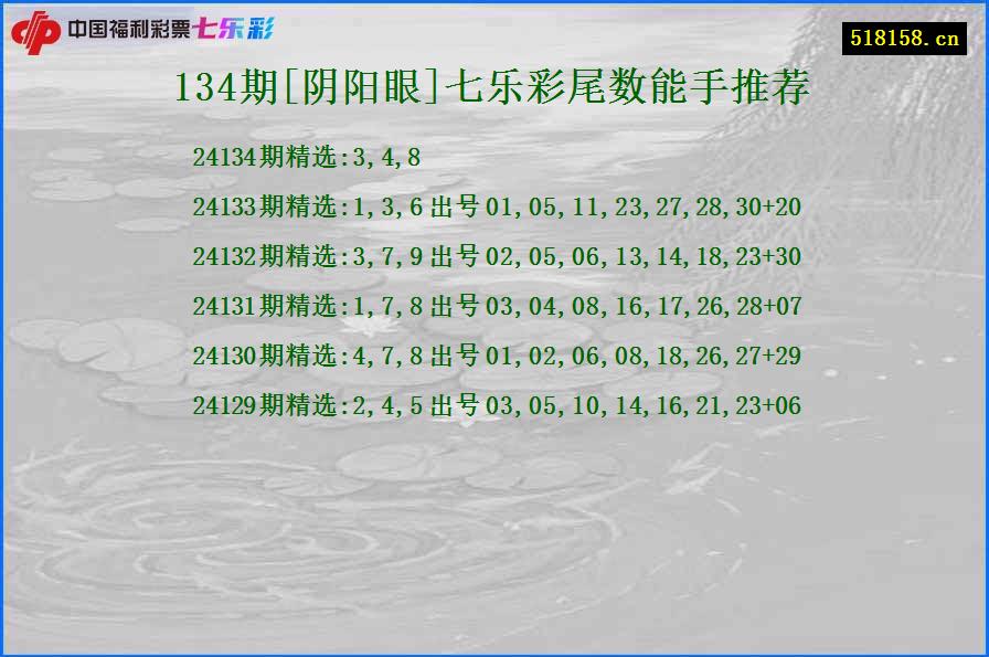 134期[阴阳眼]七乐彩尾数能手推荐
