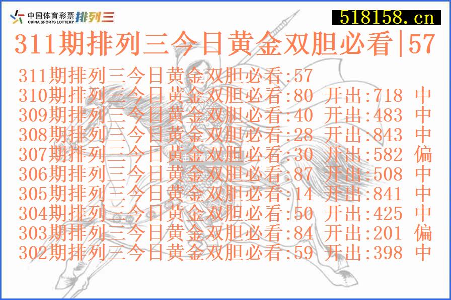 311期排列三今日黄金双胆必看|57