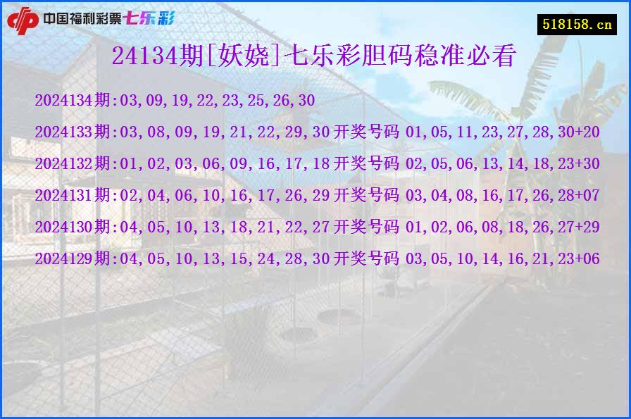 24134期[妖娆]七乐彩胆码稳准必看