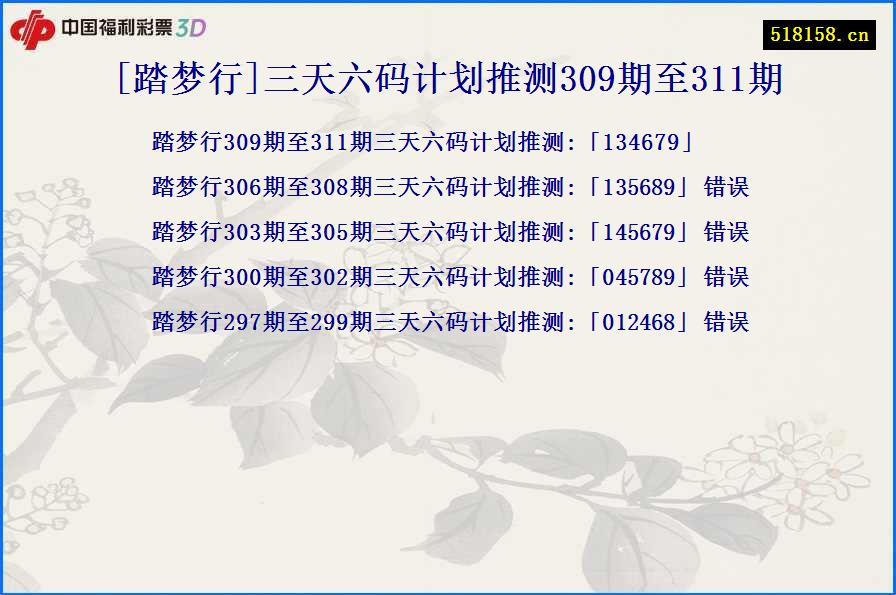 [踏梦行]三天六码计划推测309期至311期