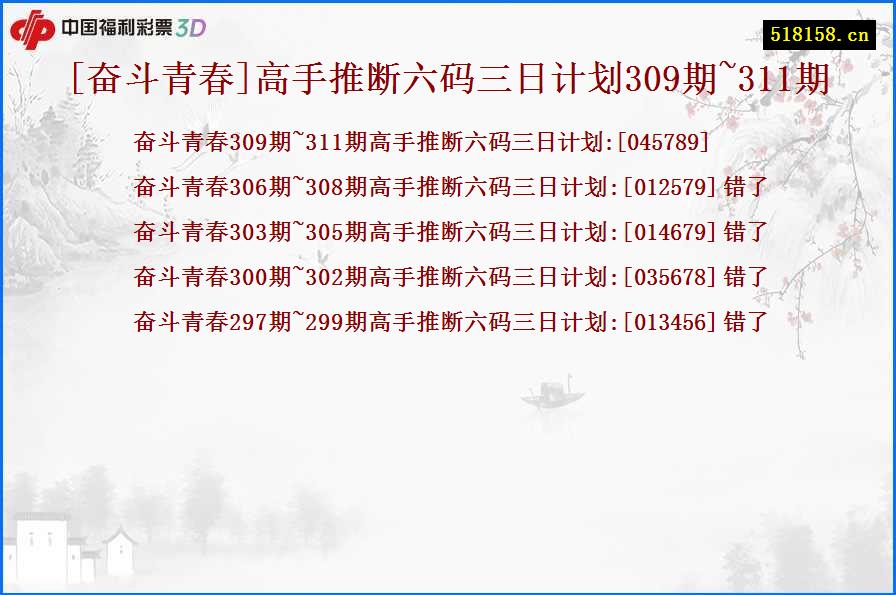 [奋斗青春]高手推断六码三日计划309期~311期