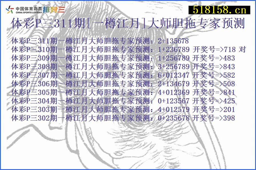 体彩P三311期[一樽江月]大师胆拖专家预测