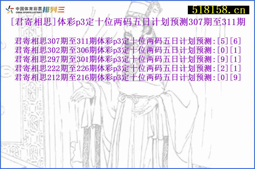 [君寄相思]体彩p3定十位两码五日计划预测307期至311期