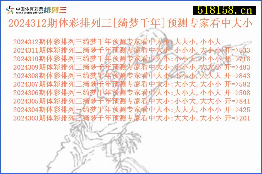 2024312期体彩排列三[绮梦千年]预测专家看中大小