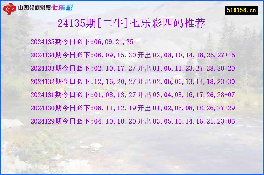 24135期[二牛]七乐彩四码推荐