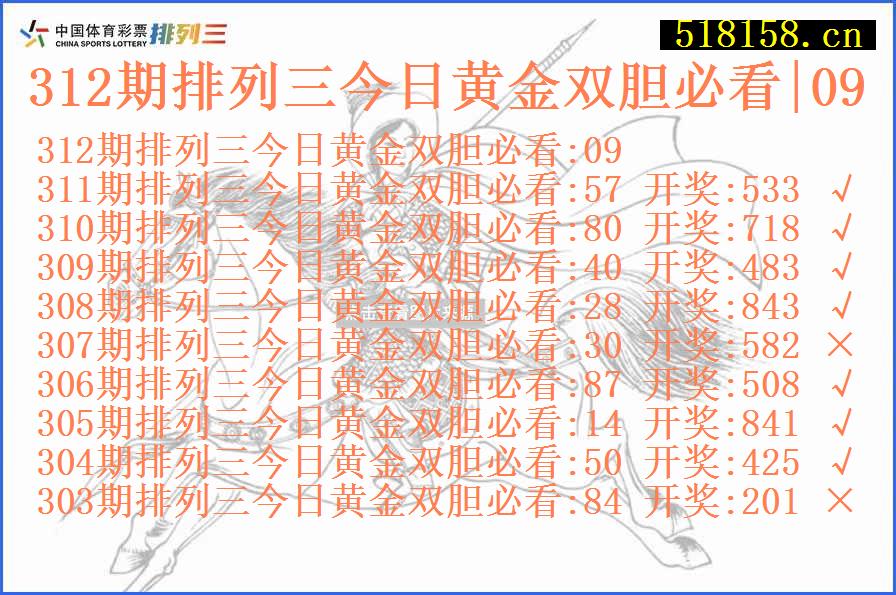 312期排列三今日黄金双胆必看|09