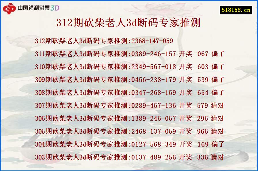 312期砍柴老人3d断码专家推测