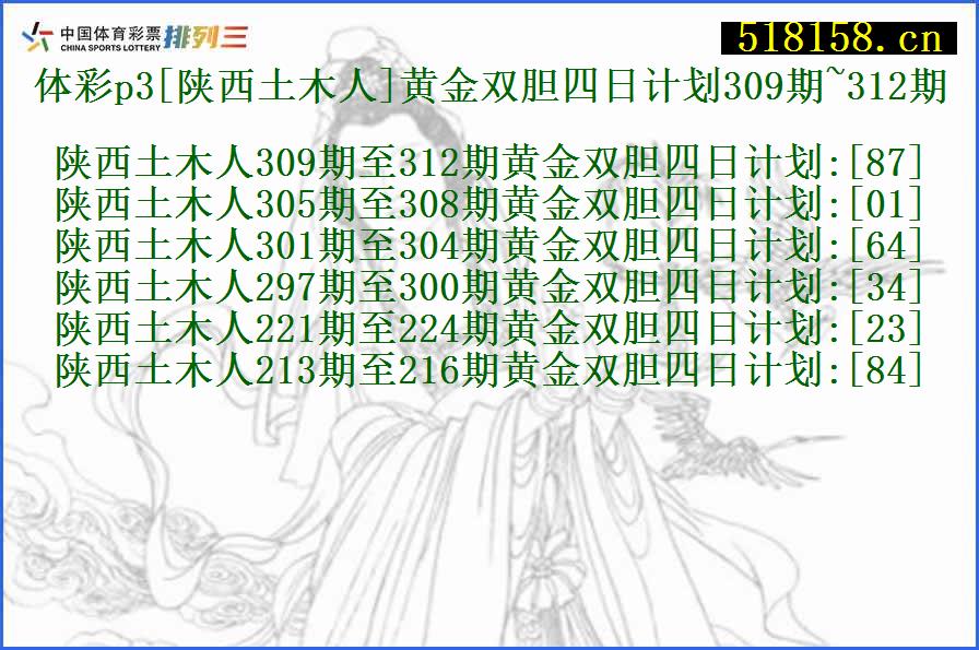 体彩p3[陕西土木人]黄金双胆四日计划309期~312期