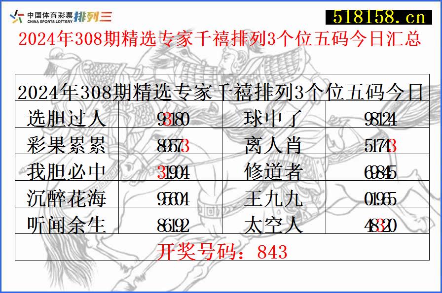 2024年308期精选专家千禧排列3个位五码今日汇总