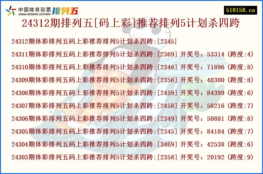 24312期排列五[码上彩]推荐排列5计划杀四跨