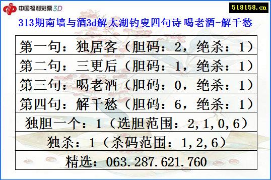 313期南墙与酒3d解太湖钓叟四句诗 喝老酒-解千愁