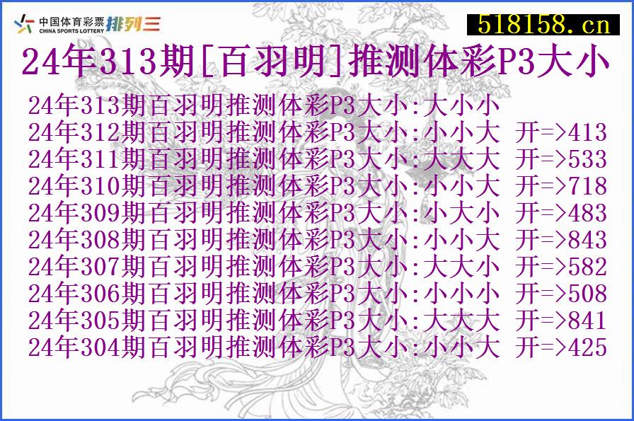 24年313期[百羽明]推测体彩P3大小