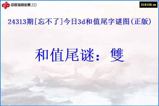 24313期[忘不了]今日3d和值尾字谜图(正版)