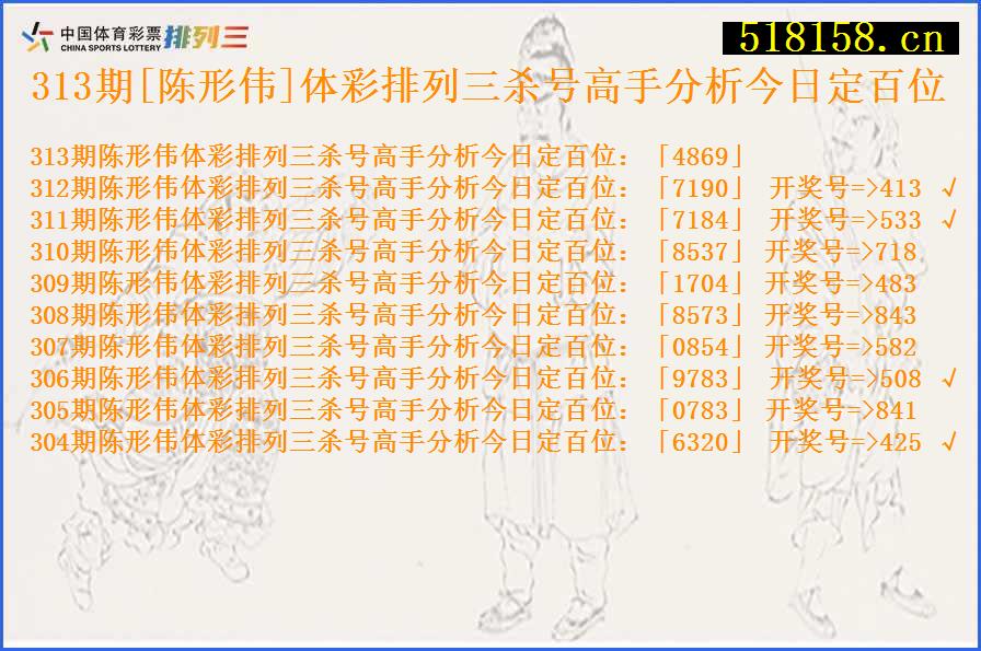 313期[陈形伟]体彩排列三杀号高手分析今日定百位