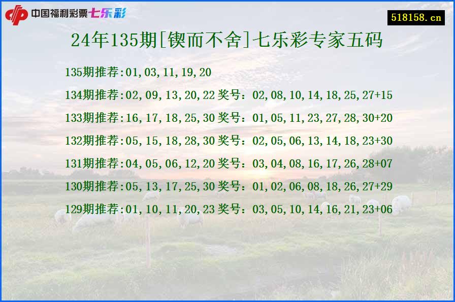 24年135期[锲而不舍]七乐彩专家五码