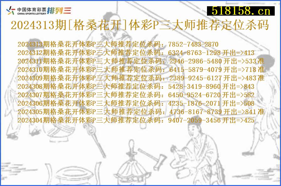 2024313期[格桑花开]体彩P三大师推荐定位杀码