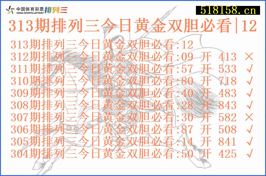 313期排列三今日黄金双胆必看|12