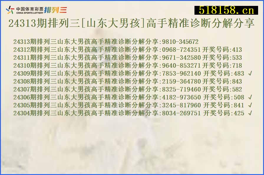 24313期排列三[山东大男孩]高手精准诊断分解分享