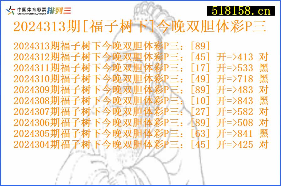 2024313期[福子树下]今晚双胆体彩P三