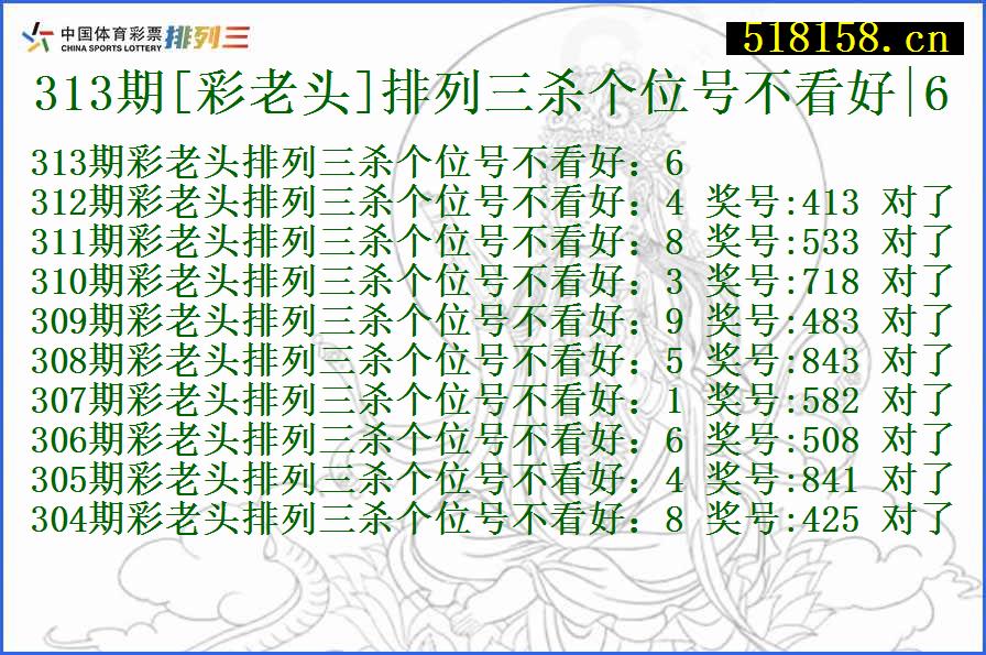 313期[彩老头]排列三杀个位号不看好|6