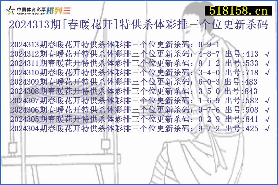 2024313期[春暖花开]特供杀体彩排三个位更新杀码