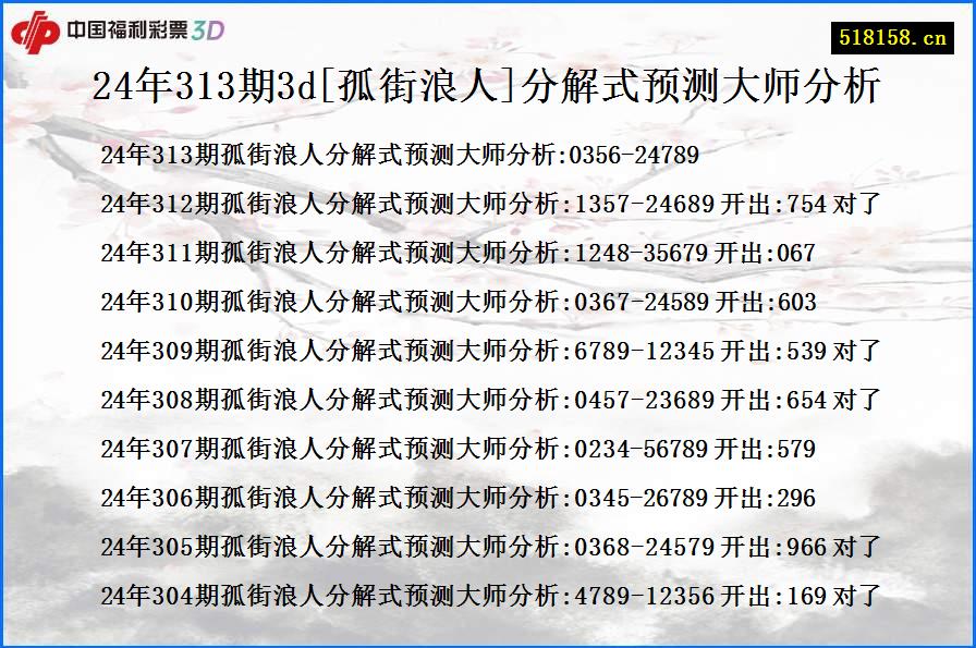 24年313期3d[孤街浪人]分解式预测大师分析