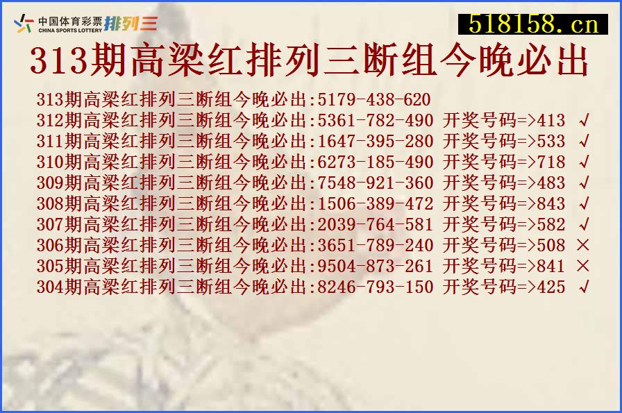 313期高梁红排列三断组今晚必出