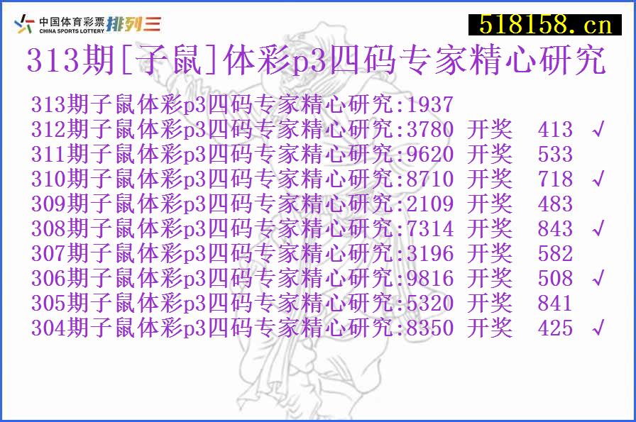 313期[子鼠]体彩p3四码专家精心研究