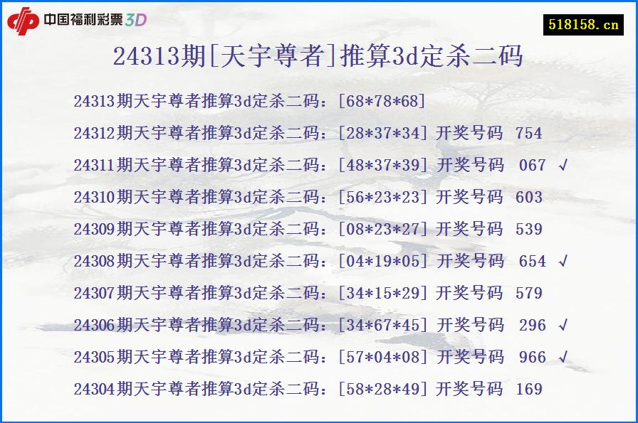 24313期[天宇尊者]推算3d定杀二码