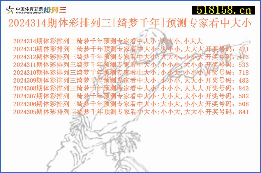 2024314期体彩排列三[绮梦千年]预测专家看中大小