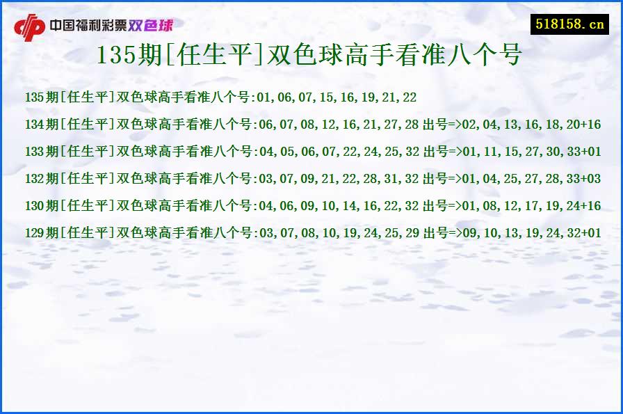 135期[任生平]双色球高手看准八个号