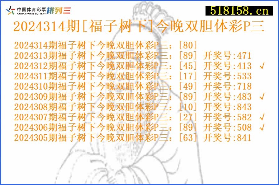 2024314期[福子树下]今晚双胆体彩P三