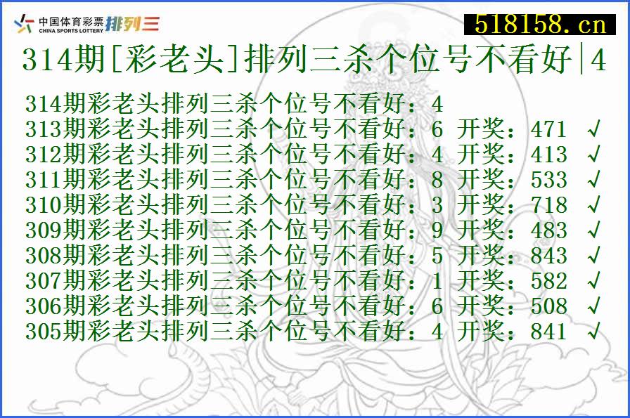 314期[彩老头]排列三杀个位号不看好|4