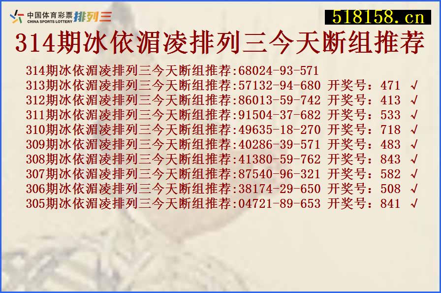 314期冰依湄凌排列三今天断组推荐